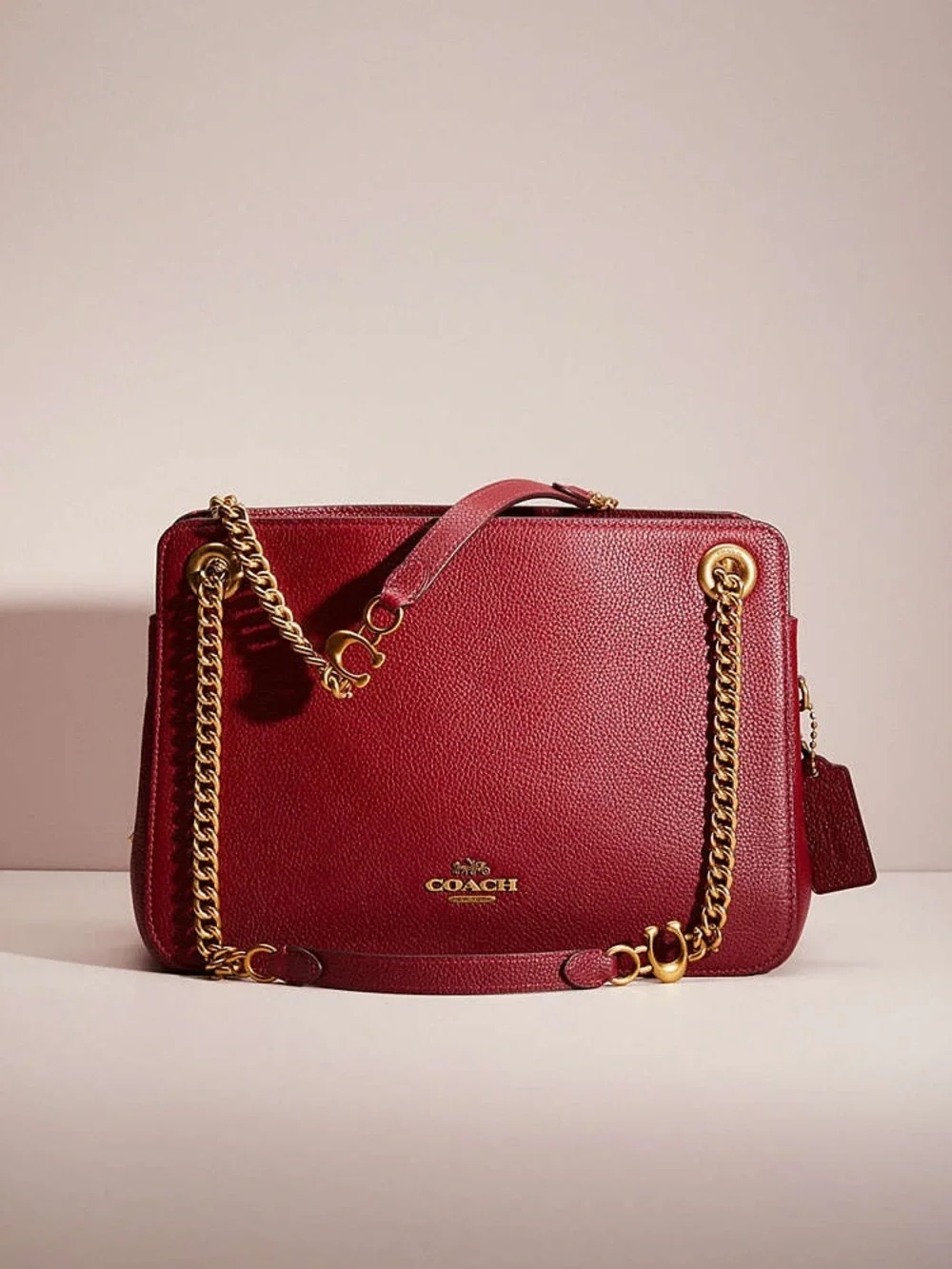 Coach Bryant Convertible Carryall In Brass/Deep Red - Picture 1 of 16